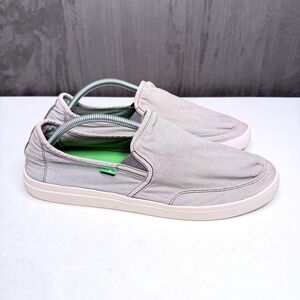 Sanuk Vagabond Slip On Shoes Mens 12 Gray Canvas Casual Loafers 1114794